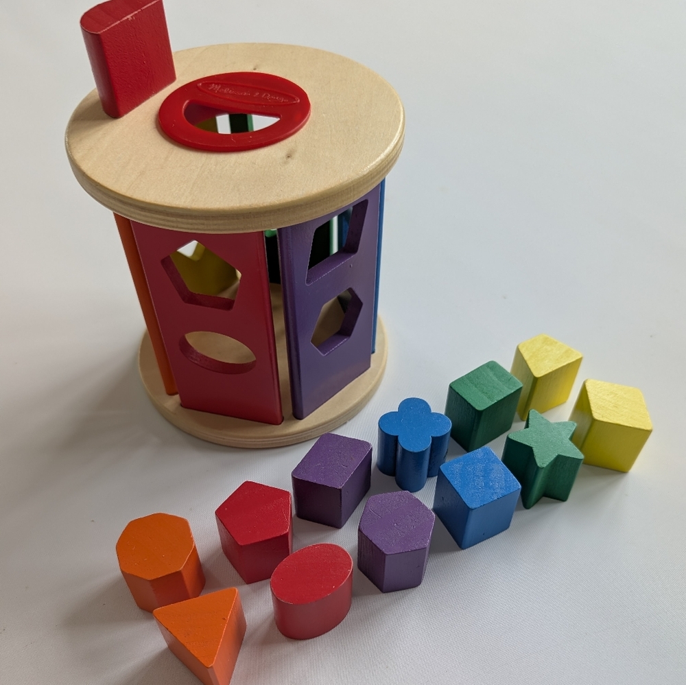 Melissa & Doug Match & Roll Shape Sorter - Classic Colorful Wooden Montessori